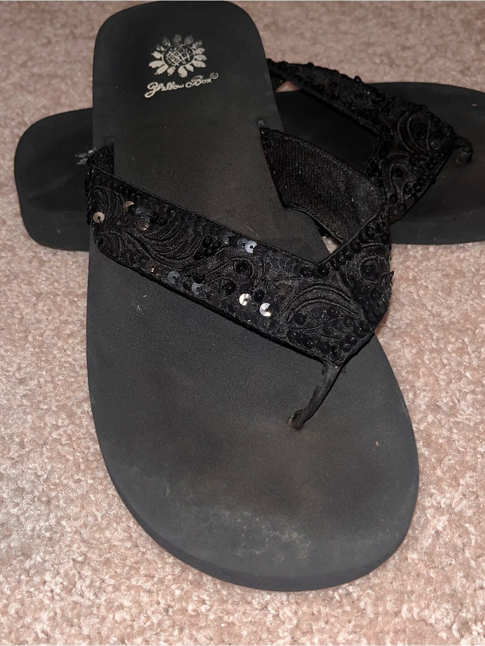 Yellow Box Black Sequin Flip Flop Sandals - Women's - Picture 3 of 5
